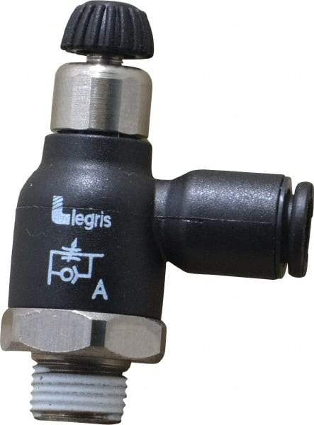 Legris - 6mm Tube OD x 1/8 Male BSPT Compact Meter Out Flow Control Valve - 14.5 to 145 psi, Nylon - Exact Industrial Supply