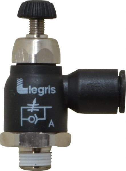 Legris - 8mm Tube OD x 1/8 Male BSPT Compact Meter Out Flow Control Valve - 14.5 to 145 psi, Nylon - Exact Industrial Supply