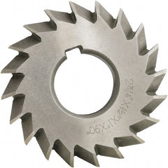 Made in USA - 4° 4" Cut Diam, 1/2" Cut Width, 1-1/4" Arbor, High Speed Steel Double-Angle Cutter - Exact Industrial Supply