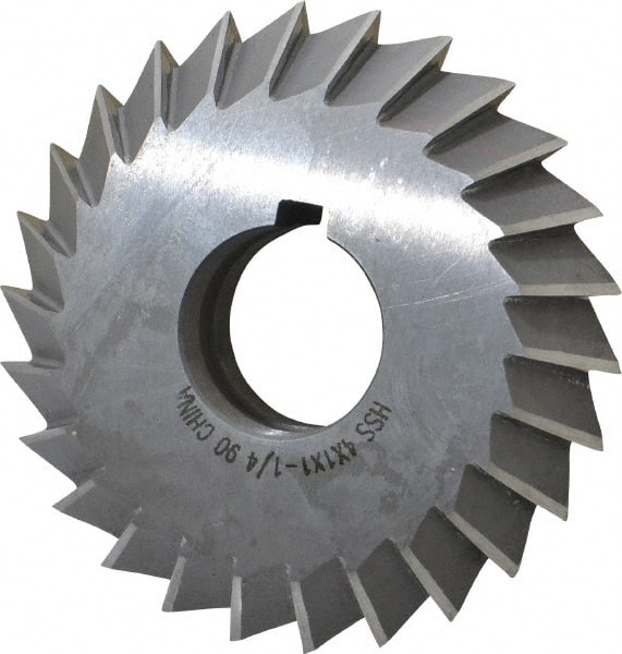 Value Collection - 4° 4" Cut Diam, 1" Cut Width, 1-1/4" Arbor, High Speed Steel Double-Angle Cutter - Exact Industrial Supply