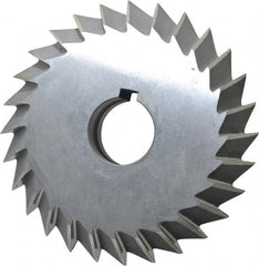 Value Collection - 5° 5" Cut Diam, 1" Cut Width, 1-1/4" Arbor, High Speed Steel Double-Angle Cutter - Exact Industrial Supply