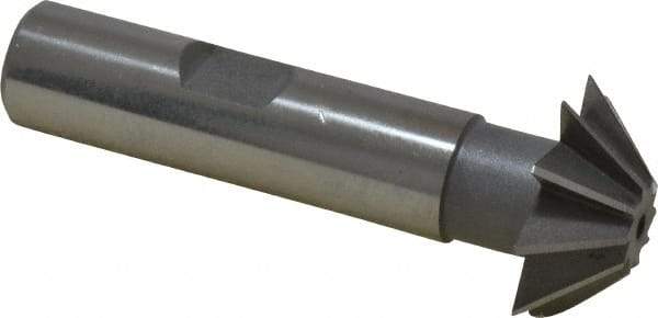 Value Collection - 1" Diam x 5/16" Width of Cut, 45° Included Angle, Shank Connection, High Speed Steel Single Angle Cutter - 1/2" Shank Diam, 2-1/2" Overall Length, Right Hand Cut, Uncoated - Exact Industrial Supply