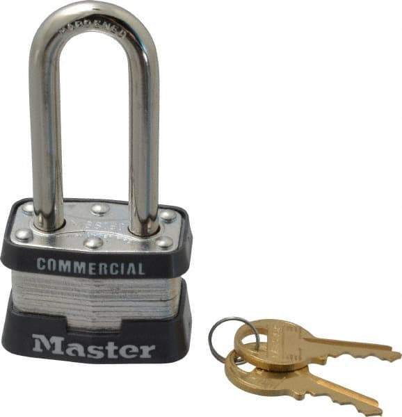Master Lock - 2" Shackle Clearance, Keyed Different Laminated Steel Padlock - 9/32" Shackle Diam, Laminated Steel - Exact Industrial Supply