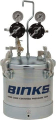 Binks - Paint Sprayer Pressure Tank - 2.8 Gallon ASME with 2 Regulators, Compatible with Air Operated Spray Guns - Exact Industrial Supply