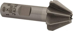 Interstate - 1" Large x 3/8" Small Diam, 11/16" Width of Cut, 60° Included Angle, High Speed Steel Face Angle Cutter - 1/2" Shank Diam, 2-13/32" Overall Length, Weldon Flat - Exact Industrial Supply