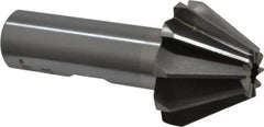 Interstate - 1-1/4" Large x 1/2" Small Diam, 25/32" Width of Cut, 60° Included Angle, High Speed Steel Face Angle Cutter - 5/8" Shank Diam, 2-21/32" Overall Length, Weldon Flat - Exact Industrial Supply