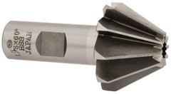 Interstate - 1-5/8" Large x 5/8" Small Diam, 1-1/16" Width of Cut, 60° Included Angle, High Speed Steel Face Angle Cutter - 3/4" Shank Diam, 3-1/16" Overall Length, Weldon Flat - Exact Industrial Supply