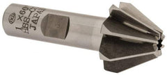 Interstate - 1" Large x 3/8" Small Diam, 11/16" Width of Cut, 60° Included Angle, Cobalt Face Angle Cutter - 1/2" Shank Diam, 2-13/32" Overall Length, Weldon Flat - Exact Industrial Supply