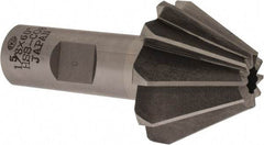 Interstate - 1-5/8" Large x 5/8" Small Diam, 1-1/16" Width of Cut, 60° Included Angle, Cobalt Face Angle Cutter - 3/4" Shank Diam, 3-1/16" Overall Length, Weldon Flat - Exact Industrial Supply