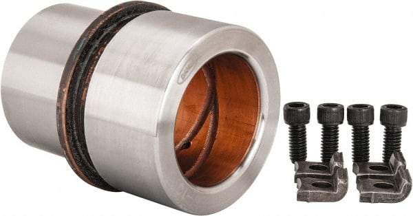 Dayton Lamina - 2" ID x 3-5/8" OAL, Steel, Bronze Plated Die & Mold Shoulder Bushing - Shoulder, 2.909" Bottom OD, 2-1/2" Top OD, 3.064" Collar OD, 2" Under Collar, 1-5/8" Above Collar - Exact Industrial Supply