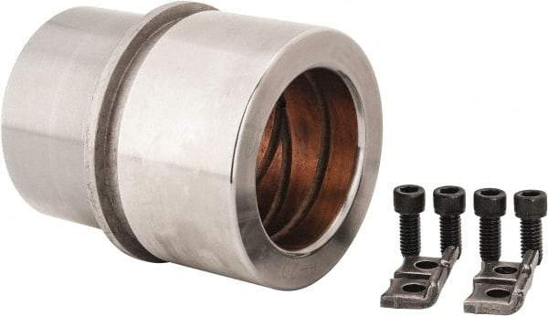 Dayton Lamina - 2-1/2" ID x 4-3/8" OAL, Steel, Bronze Plated Die & Mold Shoulder Bushing - Shoulder, 3.659" Bottom OD, 3-1/4" Top OD, 3.814" Collar OD, 2-1/2" Under Collar, 1-7/8" Above Collar - Exact Industrial Supply