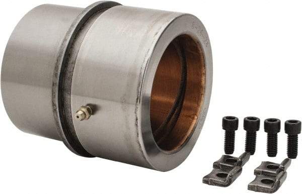 Dayton Lamina - 3" ID x 4-3/8" OAL, Steel, Bronze Plated Die & Mold Shoulder Bushing - Shoulder, 4.19" Bottom OD, 3-3/4" Top OD, 4.283" Collar OD, 2-1/2" Under Collar, 1-7/8" Above Collar - Exact Industrial Supply