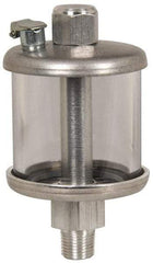 LDI Industries - 1 Outlet, Polymer Bowl, 3.79 L No Flow Control Oil Reservoir - 5/8-18 UNF Outlet, 5-1/2" Diam x 15-3/16" High, 60°C Max - Exact Industrial Supply