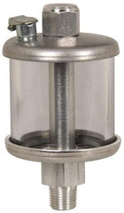 LDI Industries - 1 Outlet, Polymer Bowl, 0.47 L No Flow Control Oil Reservoir - 1/2 NPTF Outlet, 3-1/2" Diam x 6-5/8" High, 60°C Max - Exact Industrial Supply