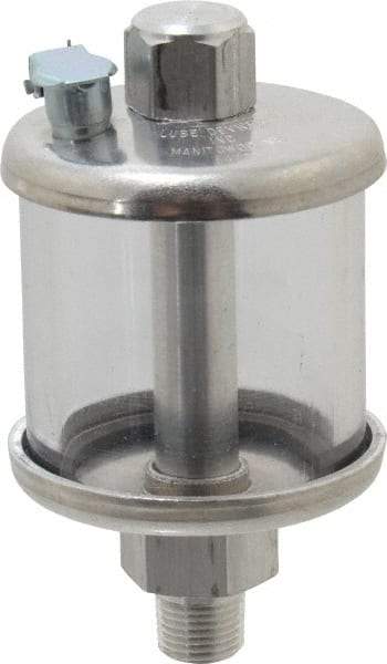 LDI Industries - 1 Outlet, Polymer Bowl, 29.6 mL No Flow Control Oil Reservoir - 1/8 NPTF Outlet, 1-1/2" Diam x 3" High, 60°C Max - Exact Industrial Supply