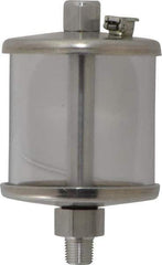 LDI Industries - 1 Outlet, Polymer Bowl, 73.9 mL No Flow Control Oil Reservoir - 1/8 NPTF Outlet, 2" Diam x 3-1/2" High, 60°C Max - Exact Industrial Supply