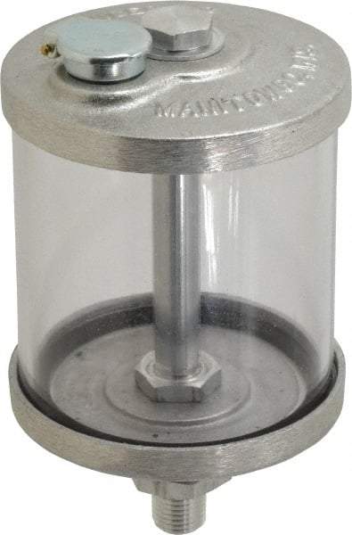 LDI Industries - 1 Outlet, Polymer Bowl, 266.2 mL No Flow Control Oil Reservoir - 1/4 NPTF Outlet, 3" Diam x 5-1/2" High, 60°C Max - Exact Industrial Supply