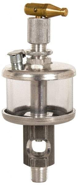 LDI Industries - 1 Outlet, Glass Bowl, 0.47 L Manual-Adjustable Oil Reservoir - 1/2 NPTF Outlet, 3-1/2" Diam x 9.12" High, 121.11°C Max - Exact Industrial Supply