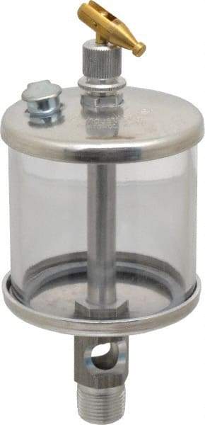 LDI Industries - 1 Outlet, Polymer Bowl, 147.9 mL Manual-Adjustable Oil Reservoir - 3/8 NPTF Outlet, 2-1/2" Diam x 6-3/8" High, 71.11°C Max - Exact Industrial Supply
