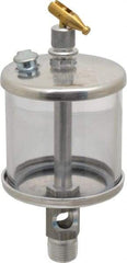 LDI Industries - 1 Outlet, Polymer Bowl, 147.9 mL Manual-Adjustable Oil Reservoir - 3/8 NPTF Outlet, 2-1/2" Diam x 6-3/8" High, 71.11°C Max - Exact Industrial Supply