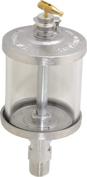 LDI Industries - 1 Outlet, Glass Bowl, 266.2 mL Manual-Adjustable Oil Reservoir - 1/2 NPTF Outlet, 3" Diam x 7.81" High, 121.11°C Max - Exact Industrial Supply