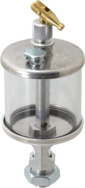 LDI Industries - 1 Outlet, Polymer Bowl, 73.9 mL Manual-Adjustable Oil Reservoir - 9/16-18 UNF Outlet, 2" Diam x 5-3/4" High, 71.11°C Max - Exact Industrial Supply