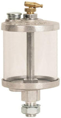 LDI Industries - Acrylic Bowl, 354.9 mL Manual-Adjustable Oil Reservoir - 5/6-18 Straight Outlet, 3" Diam x 7" High - Exact Industrial Supply