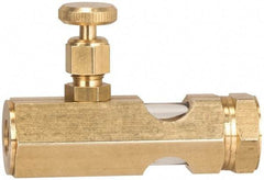 LDI Industries - 3/8 Outlet Thread, 3/8 Inlet Thread, Brass, Straight Valve, Oil Reservoir Needle Valve - 1 Outlet, FNPTF Inlet Thread, FNPTF Outlet Thread - Exact Industrial Supply