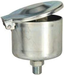 Gits - 4-7/8 Ounce Capacity, 1/4-18 Thread, Steel, Zinc Plated, Straight with Hex Body, Oil Cup - 3-1/2" High, 7/16" Thread Length, Wick Feed - Exact Industrial Supply