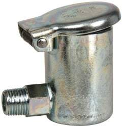 Gits - 3/16 Ounce Capacity, 1/8-27 Thread, Steel, Zinc Plated, Elbow with Hex Body, Oil Cup - 1-7/16" High, 3/8" Thread Length, Wick Feed - Exact Industrial Supply