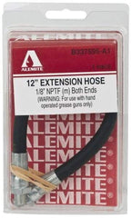 Alemite - 12" Long, 6,000 psi Operating Pressure, Thermoplastic Grease Gun Hose - 1/8 NPTF, 12,000 psi Burst Pressure - Exact Industrial Supply