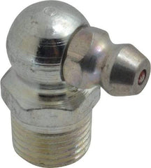Alemite - 90° Head Angle, 1/8 PTF Steel Standard Grease Fitting - 7/16" Hex, 27/32" Overall Height, 19/64" Shank Length, 10,000 Operating psi, Zinc Plated Finish - Exact Industrial Supply