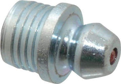 Alemite - Straight Head Angle, Nickel/Copper Drive-In Grease Fitting - 35/64" Overall Height, 1/4" Shank Length, Zinc Plated Finish - Exact Industrial Supply
