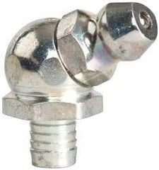 Alemite - 65° Head Angle, Nickel/Copper Drive-In Grease Fitting - 45/64" Overall Height, 7/32" Shank Length, Zinc Plated Finish - Exact Industrial Supply