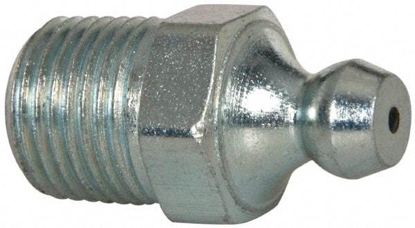 Alemite - 30° Head Angle, 1/8 NPTF Steel Leakproof Grease Fitting - 7/16" Hex, 1-7/32" Overall Height, 25/64" Shank Length, 5,000 Operating psi, Zinc Plated Finish - Exact Industrial Supply