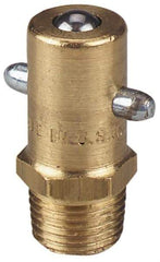 Alemite - Straight Head Angle, 1/8 PTF Brass Pin-Style Grease Fitting - 7/16" Hex, 31/32" Overall Height, 17/64" Shank Length, 3,000 Operating psi, Zinc Plated Finish - Exact Industrial Supply