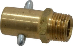 Alemite - Straight Head Angle, 1/8 PTF Brass Pin-Style Grease Fitting - 7/16" Hex, 31/32" Overall Height, 17/64" Shank Length, 3,000 Operating psi, Zinc Plated Finish - Exact Industrial Supply