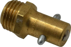 Alemite - Straight Head Angle, 1/4 NPTF Brass Pin-Style Grease Fitting - 17/32" Hex, 1-3/32" Overall Height, 5/16" Shank Length, 3,000 Operating psi, Zinc Plated Finish - Exact Industrial Supply