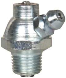 Alemite - 60° Head Angle, 1/8 PTF PVC Shut-Off Grease Fitting - 5/8" Hex, 1" Overall Height, 17/64" Shank Length, Zinc Plated Finish - Exact Industrial Supply