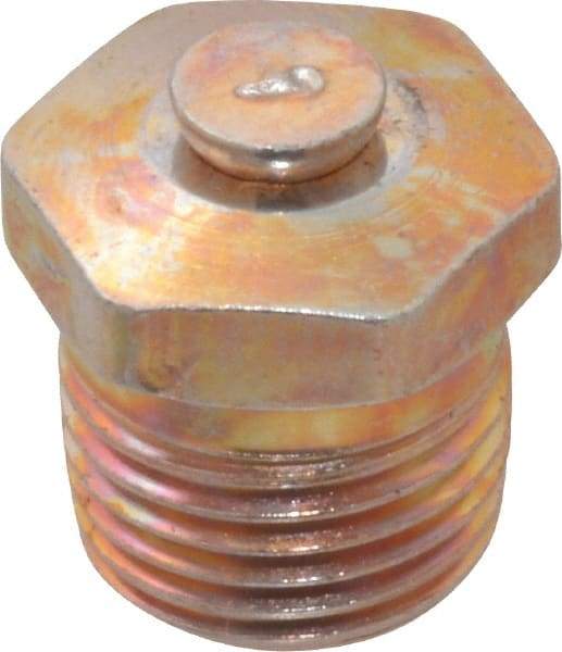 Alemite - 1/8 Thread, 0.25 to 1 psi Relief Pressure, Steel, Zinc Plated, Relief Vent - 7/16" Hex Flats Diam - Exact Industrial Supply