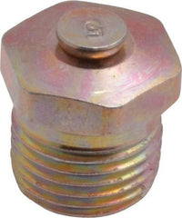 Alemite - 1/8 Thread, 1 to 5 psi Relief Pressure, Steel, Zinc Plated, Relief Vent - 7/16" Hex Flats Diam - Exact Industrial Supply