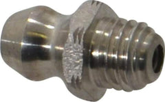 Alemite - Straight Head Angle, 1/4-28 Taper Stainless Steel Standard Grease Fitting - 5/16" Hex, 17/32" Overall Height, 3/16" Shank Length - Exact Industrial Supply