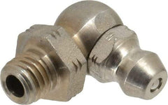 Alemite - 90° Head Angle, 1/4-28 Taper Stainless Steel Standard Grease Fitting - 3/8" Hex, 3/4" Overall Height, 13/64" Shank Length - Exact Industrial Supply