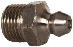 Alemite - 67.5° Head Angle, 1/8 PTF Nickel/Copper Standard Grease Fitting - 7/16" Hex, 61/64" Overall Height, 11/32" Shank Length - Exact Industrial Supply