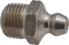 Alemite - Straight Head Angle, 1/8 PTF Nickel/Copper Standard Grease Fitting - 7/16" Hex, 3/4" Overall Height, 5/16" Shank Length - Exact Industrial Supply