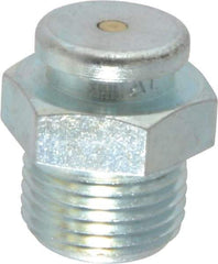 Alemite - Straight Head Angle, 3/8 NPTF Button-Head Grease Fitting - 3/4" Hex, 61/64" Overall Height, 31/64" Shank Length, 6,000 Operating psi, Zinc Plated Finish - Exact Industrial Supply