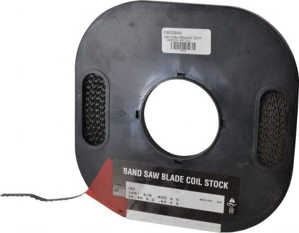 M.K. MORSE - 3/8" x 100' x 0.025" Carbon Steel Band Saw Blade Coil Stock - 4 TPI, Toothed Edge, Skip Form, Raker Set, Flexible Back, Constant Pitch, - Exact Industrial Supply