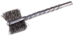 Osborn - 1-1/8" Diam Flat Steel Tube Brush - 0.005" Filament Diam, 5/8" Brush Length, 2-1/4" OAL, 1/8" Diam Shank - Exact Industrial Supply