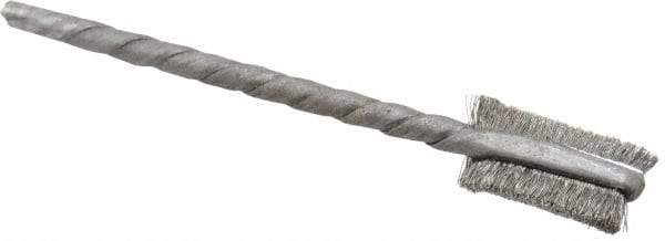 Osborn - 1/4" Diam Flat Steel Tube Brush - 0.003" Filament Diam, 9/16" Brush Length, 2-1/8" OAL, 3/32" Diam Shank - Exact Industrial Supply