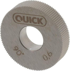 Value Collection - 27/32" Diam, 90° Tooth Angle, 42 TPI, Standard (Shape), Cut Type Powdered Metal High Speed Steel Straight Knurl Wheel - 0.197" Face Width, Circular Pitch, Bright Finish - Exact Industrial Supply